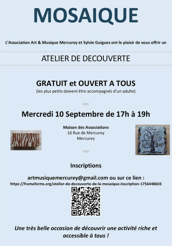 Découvrez la mosaïque avec un atelier découverte gratuit et ouvert à tous 