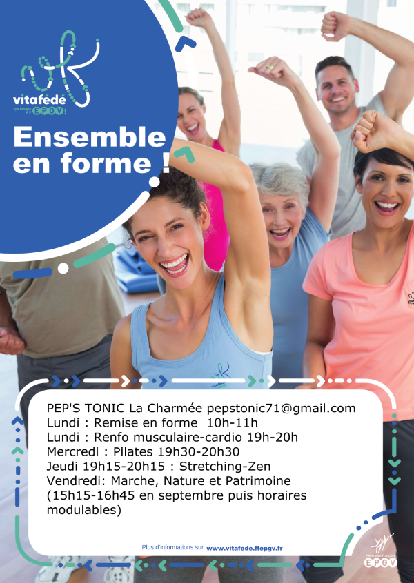 L'Association Pep's Tonic à La Charmée annonce la reprise des cours le lundi 15 septembre.
