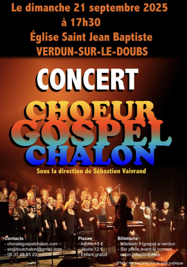 Le Choeur Gospel Chalon en concert à Verdun-sur-le-Doubs le 21 septembre 