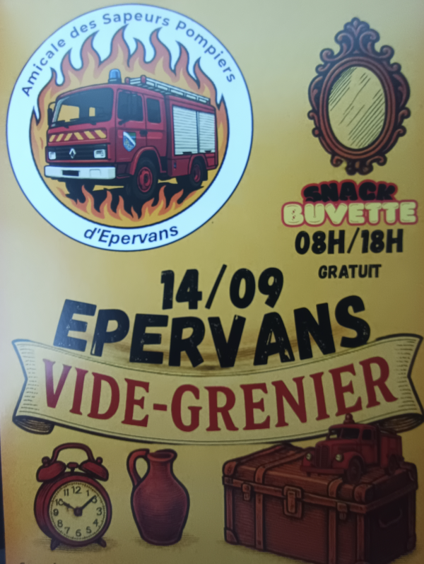 Vide-greniers de l'Amicale des Sapeurs-pompiers d'Epervans ce dimanche 