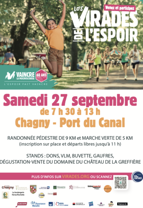 Les Virades de l'Espoir contre la mucoviscidose vous donnent rendez-vous le 27 septembre à Chagny 
