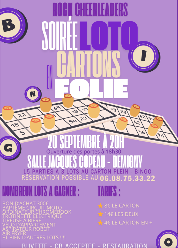Grande soirée loto pour les Rock Cheerleaders à Demigny 