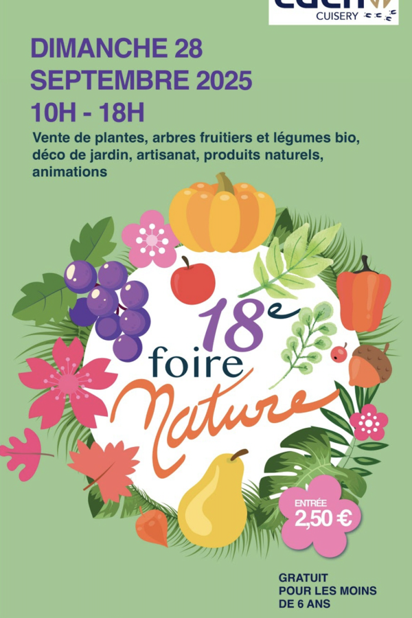 La 18e foire nature du Centre Eden à Cuisery  vous attend le dimanche 28 septembre 