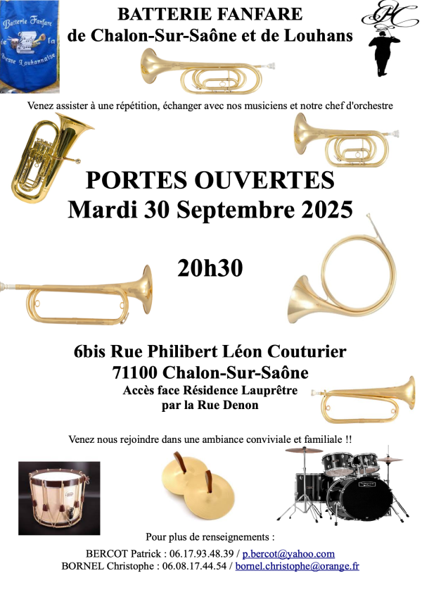 La batterie fanfare de Chalon sur Saône et Louhans organise ses portes ouvertes 