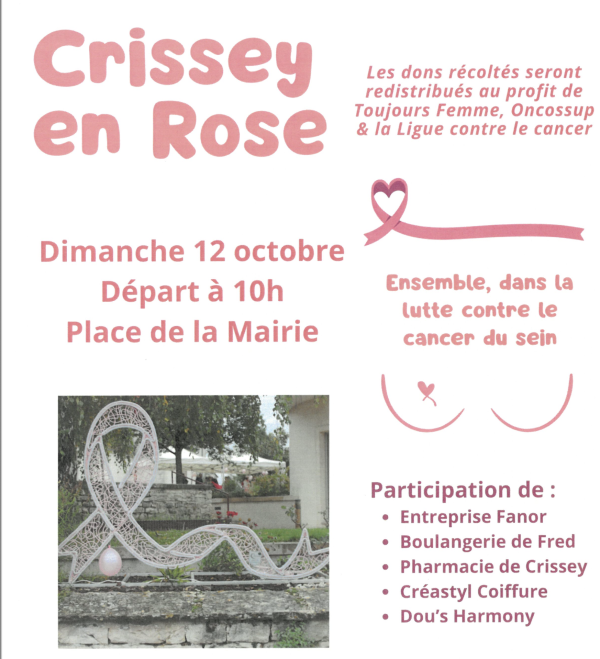 Crissey en rose - Le rendez-vous est donné le dimanche 12 octobre 