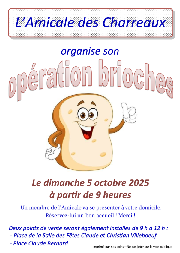 Opération brioches le 5 octobre par l'Amicale des Charreaux 