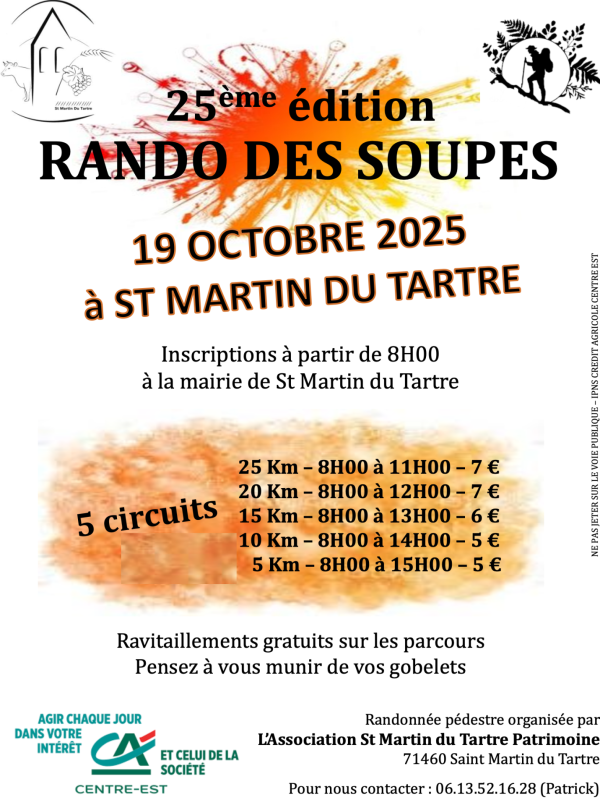 La 25e Rando des Soupes à Saint-Martin-du-Tartre se tient le 19 octobre 