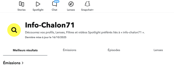 Usurpation d'identité d'info-chalon sur Snapchat 