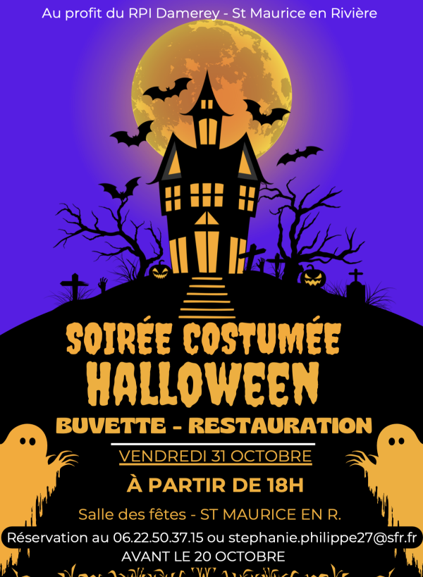 Encore quelques jours pour vous inscrire à la soirée Halloween organisée par le RPI de Damerey-Saint Maurice en Rivière