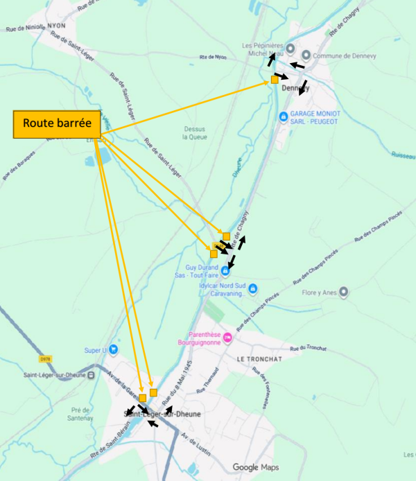 Vallée de la Dheune - Attention déviation et perturbation suite à des travaux sur la chaussée 