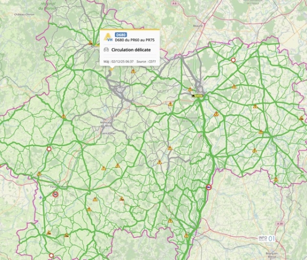 Rien à signaler sur les routes de Saône et Loire ce mardi matin 
