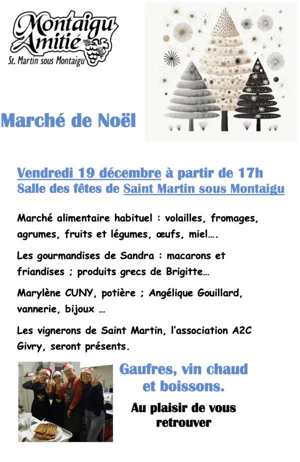 Marché de Noël le 19 décembre à Saint-Martin-sous-Montaigu