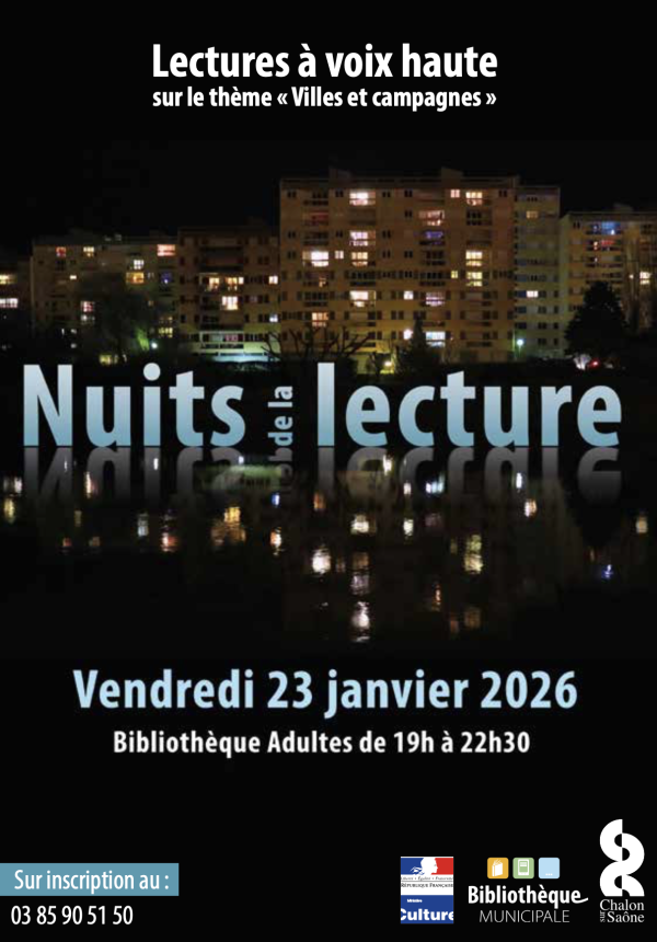 Les Nuits de la lecture organisées par la bibliothèque municipale adulte le vendredi 23 janvier
