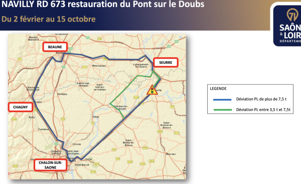 Nouvelle perturbation sur le Pont de Navilly pour la 3e phase de travaux 