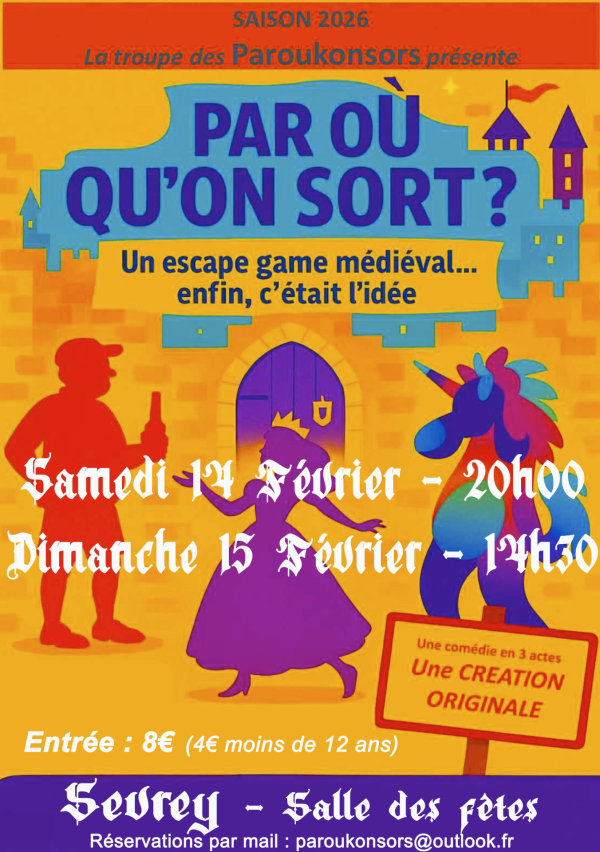 La troupe des Paroukonsors propose son spectacle à Sevrey les 14 et 15 février 