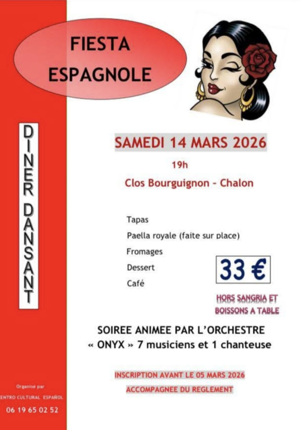 Fiesta espagnole et diner-dansant organisé par le Centre Culturel Espagnol le 14 mars 