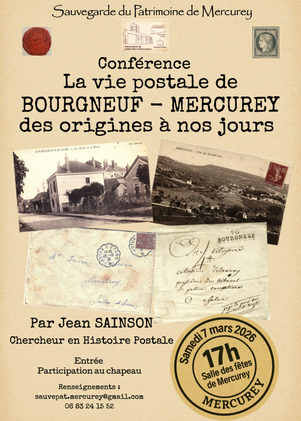 Conférence sur la vie postale de Bourgneuf-Mercurey des origines à nos jours 
