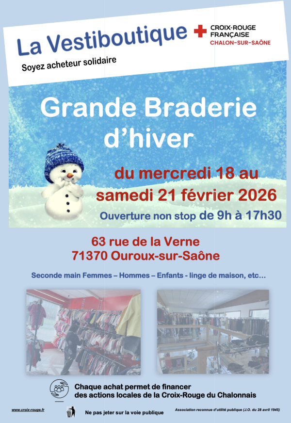 Grande braderie d'hiver à la Vestiboutique de la Croix-Rouge cette semaine 