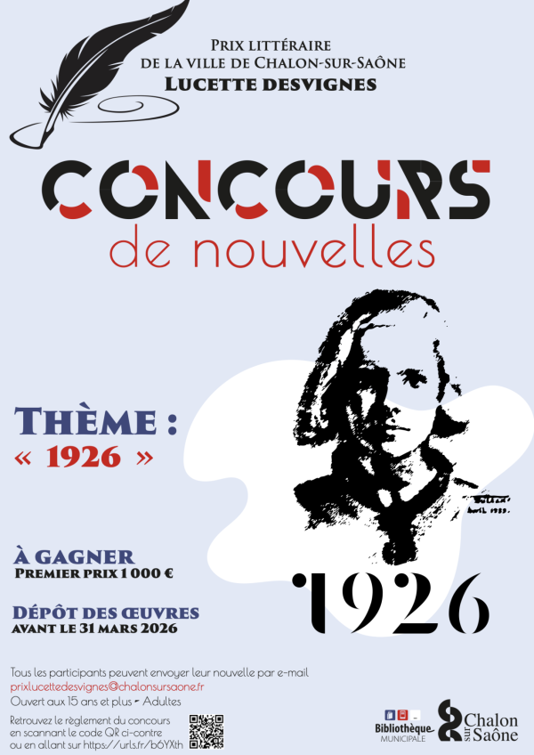 LITTERATURE - Prix Lucette Desvignes de la ville de Chalon - Vous avez jusqu'au 31 mars pour participer