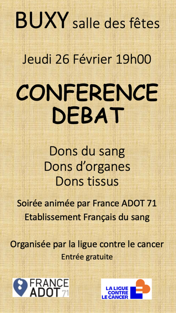 Une conférence-débat le 26 février à Buxy sur les dons d’organes, de tissus et de sang