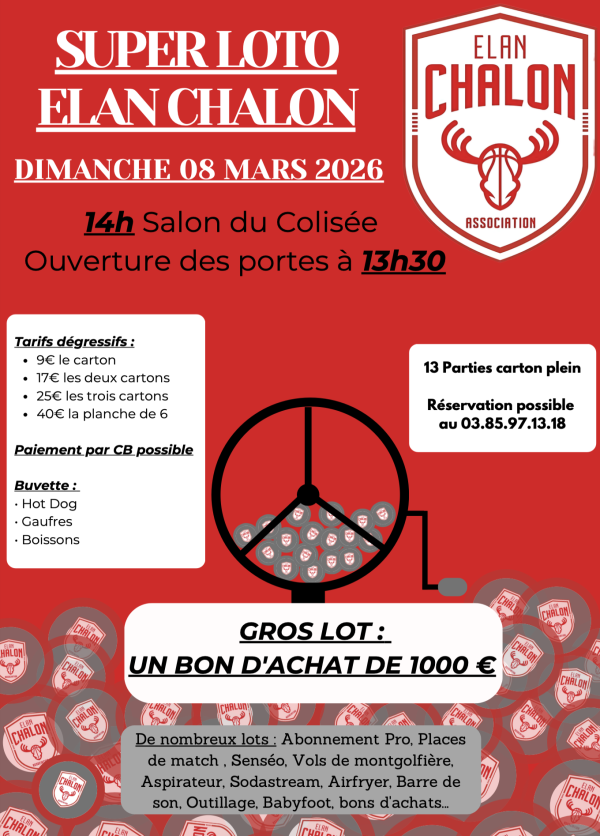 Le super-loto de l'Elan Chalon Association est annoncé 