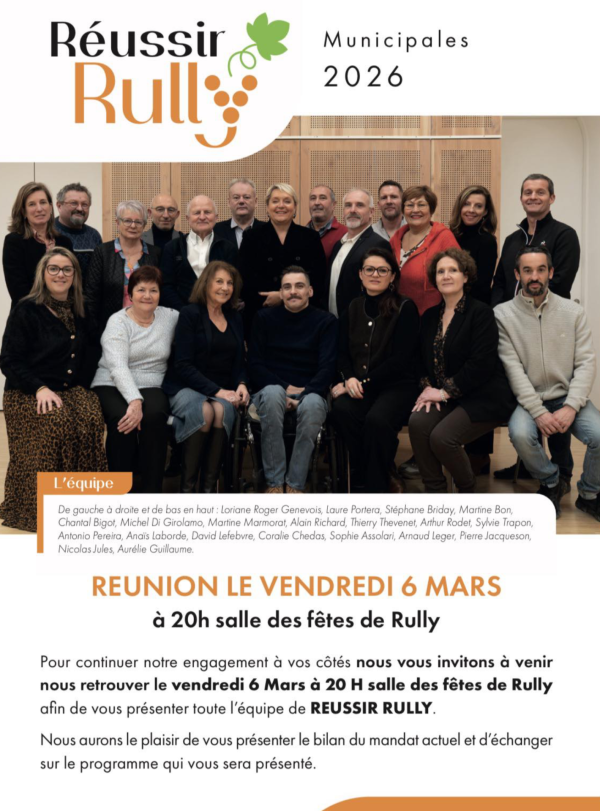 MUNICIPALES 2026 - RULLY - Sylvie Trapon et ses colistiers annoncent une réunion publique 