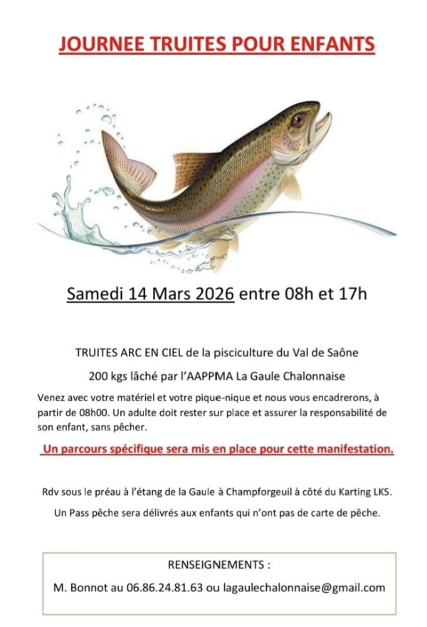 La Gaule Chalonnaise organise une journée truite pour enfants à Champforgeuil