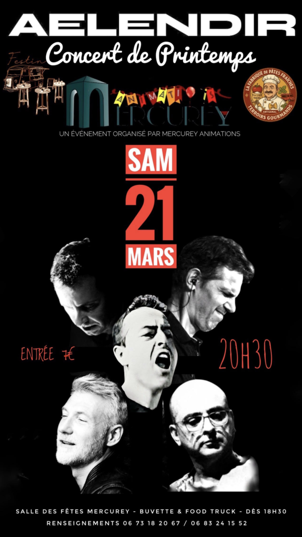 Grand concert de printemps à Mercurey le samedi 21 mars avec Aelendir 