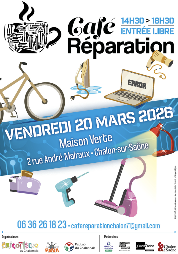 Le prochain café-réparation se tiendra le 20 mars à la Maison Verte à Chalon 