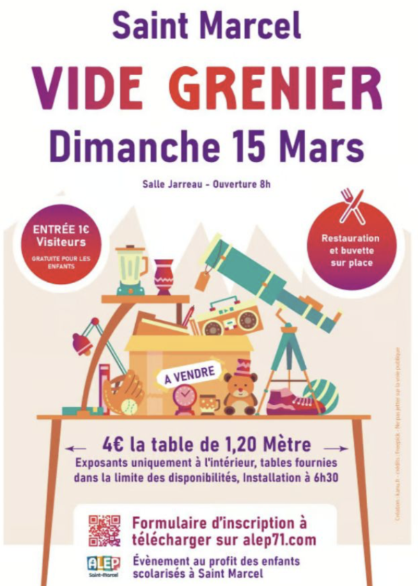 Le vide-greniers de l'ALEP Saint-Marcel, c'est ce dimanche 