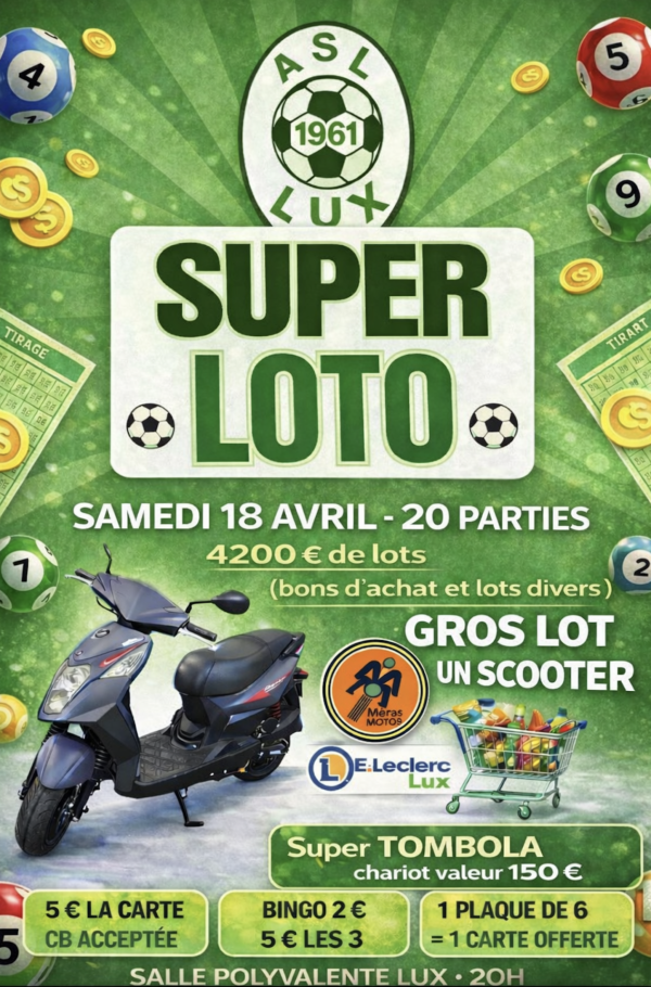 Le super-loto de l'As Lux est annoncé le 18 avril 