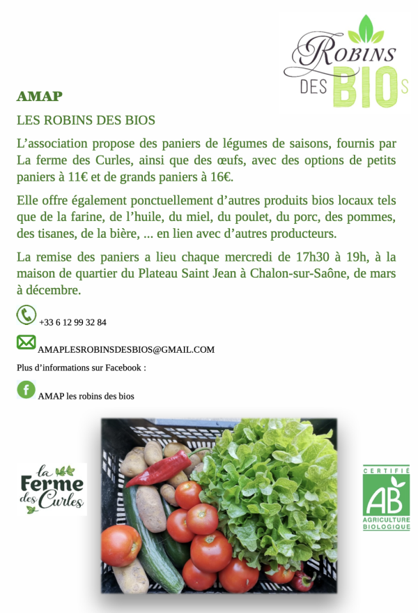 L'AMAP des Robins des Bios annonce sa nouvelle saison 