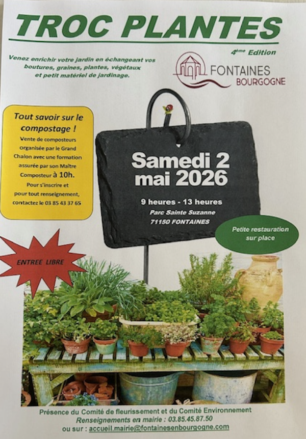 Le Troc Plantes de Fontaines est annoncé le samedi 2 mai 