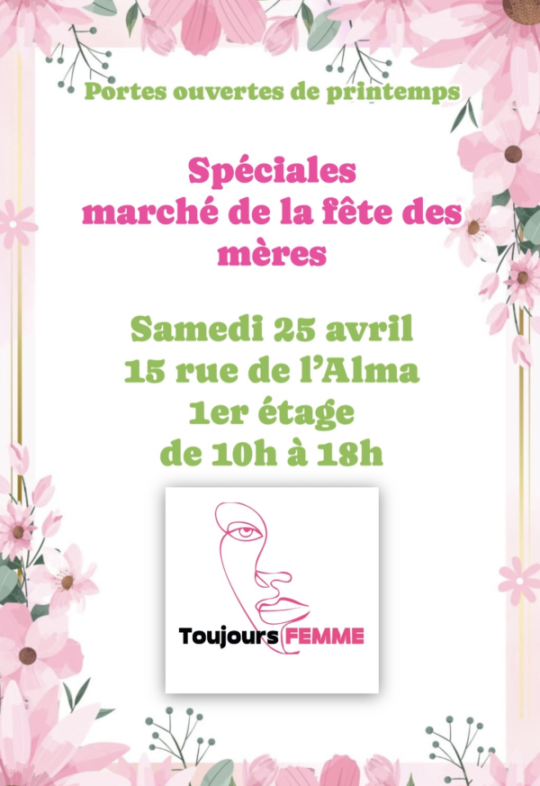 Spécial marché de la fête des mères ce samedi au local de Toujours Femme