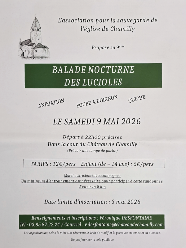 La balade nocturne des lucioles est annoncée le samedi 9 mai à Chamilly