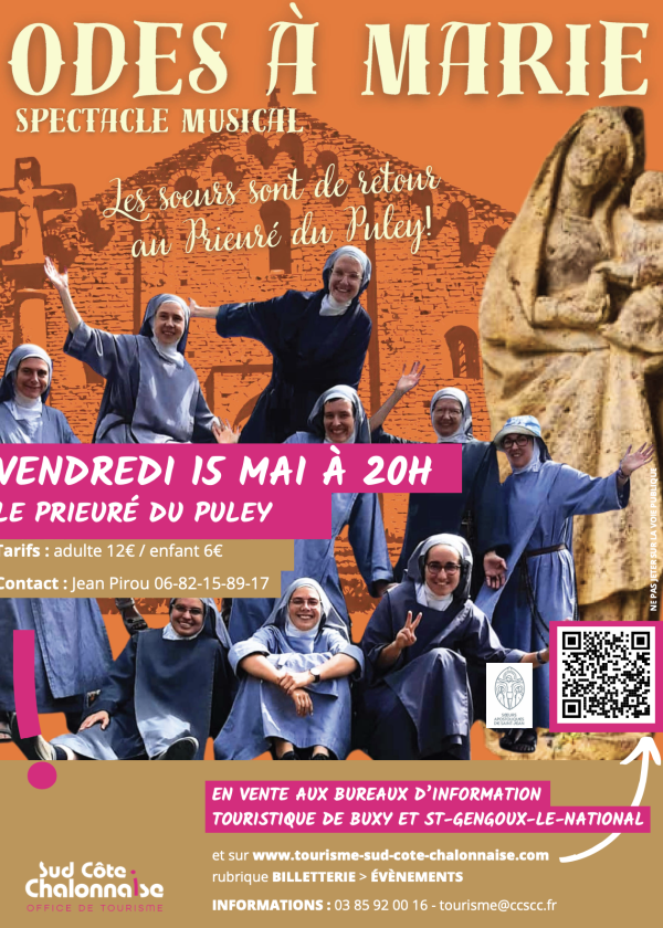 Le spectacle musical Odes à Marie en représentation le 15 mai au Prieuré du Puley 