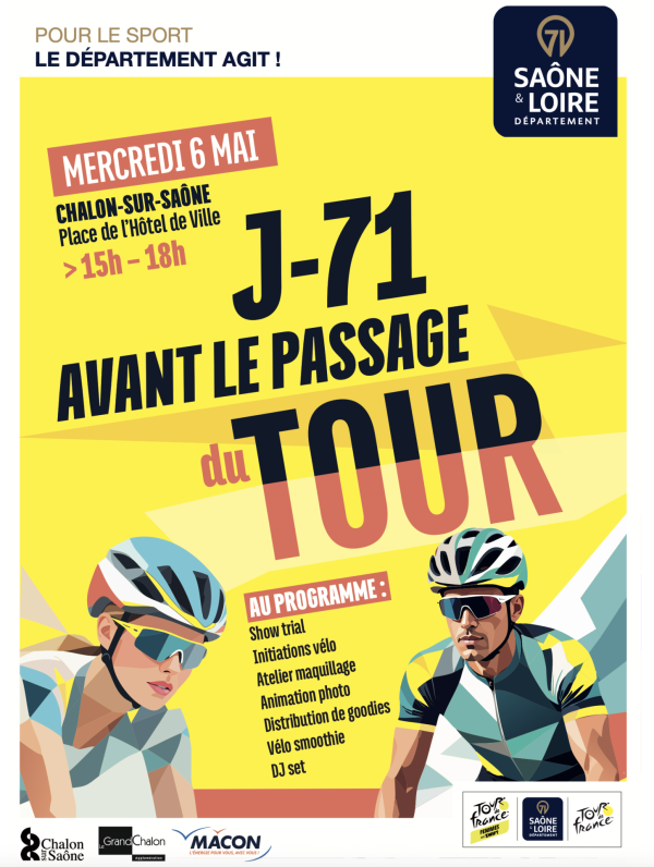 J-71 avant le passage du Tour de France  à Chalon - des animations le 6 mai Place de l'hôtel de ville 