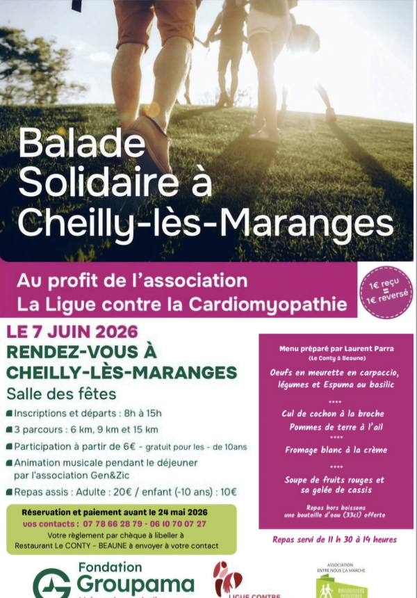 Balade solidaire à Cheilly les Maranges le 7 juin 