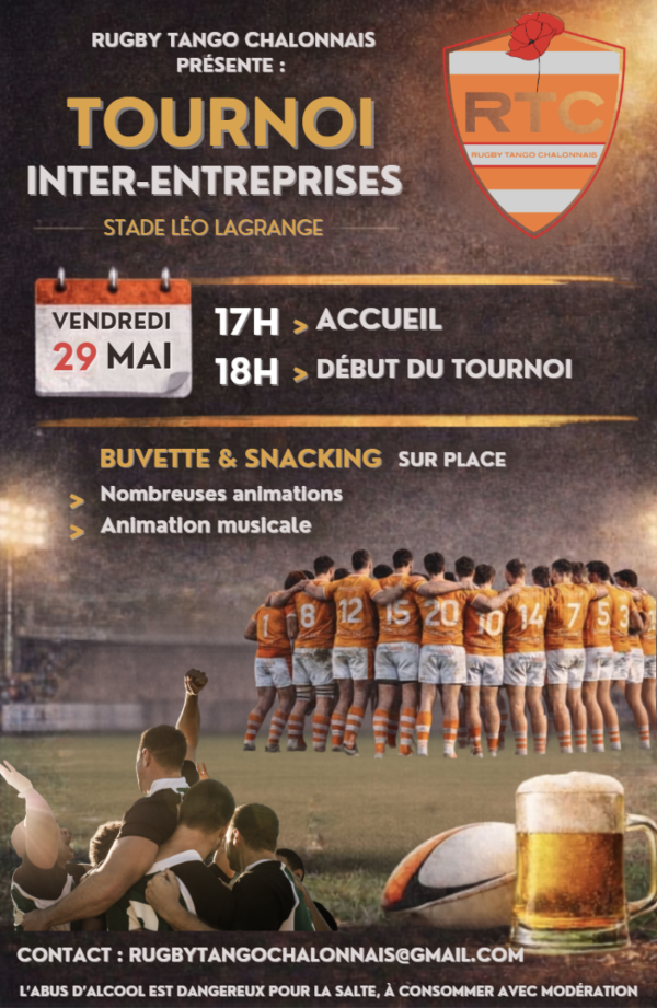 Le Rugby Tango Chalonnais organise son grand Tournoi Inter-Entreprises ce vendredi 29 mai