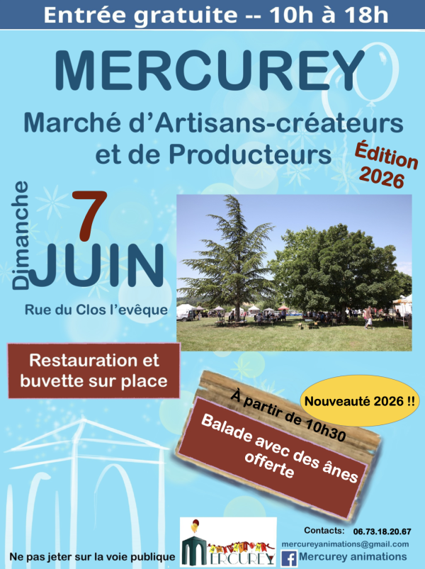 Le dimanche 7 juin, Mercurey Animations organise son marché d'artisans-créateurs & producteurs