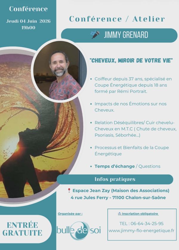 Conférence/atelier autour des cheveux, miroir de votre vie - par Jimmy Grenard 