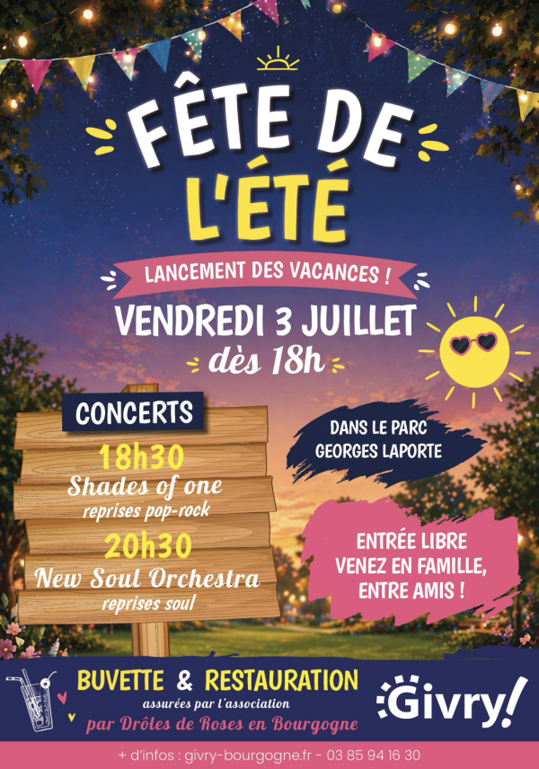 Givry fête l’été avec une grande soirée musicale  dans le Parc Georges Laporte