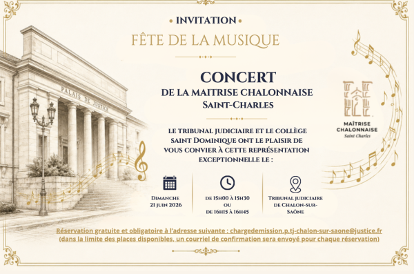 Dimanche 21 juin, assistez à un concert de la Maîtrise chalonnaise au Tribunal Judiciaire de Chalon 