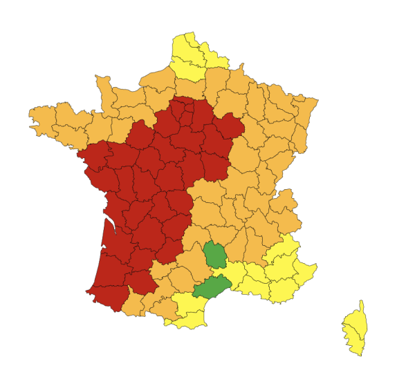 CANICULE - C'est fait, une grande partie du territoire national bascule en vigilance rouge 