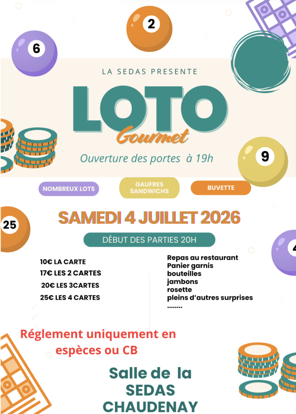 Loto gourmet le 4 juillet à Chaudenay
