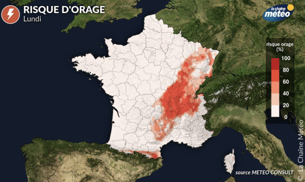 ORAGES - Pour lundi, la Saône et Loire est en plein dedans 