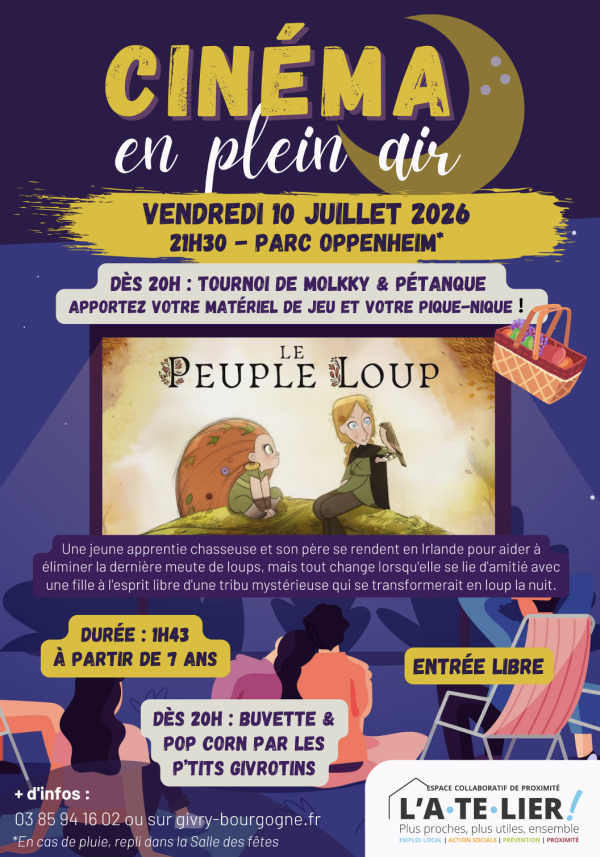 Vendredi 10 juillet – Cinéma en plein air : une soirée d’été à partager à Givry 