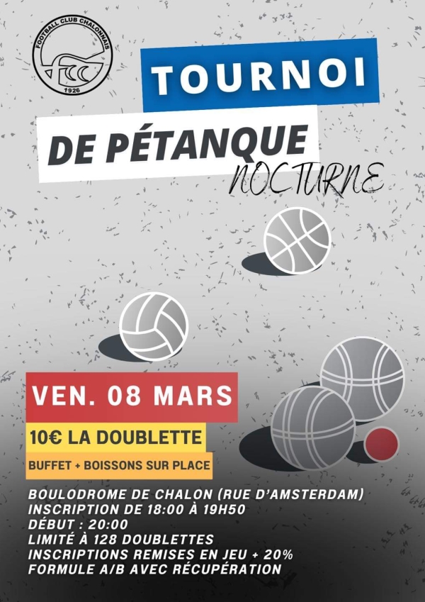 Tournoi de pétanque nocturne ce vendredi pour le FC Chalon 