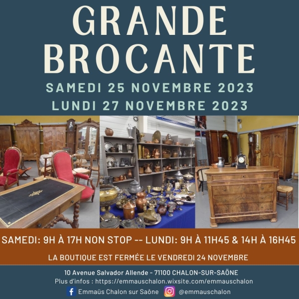 La grande brocante d'Emmaüs Chalon vous donne rendez-vous samedi et lundi