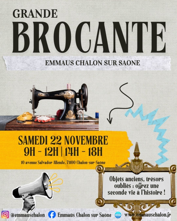 La grande Brocante annuelle d'Emmaüs Chalon, c'est ce samedi 